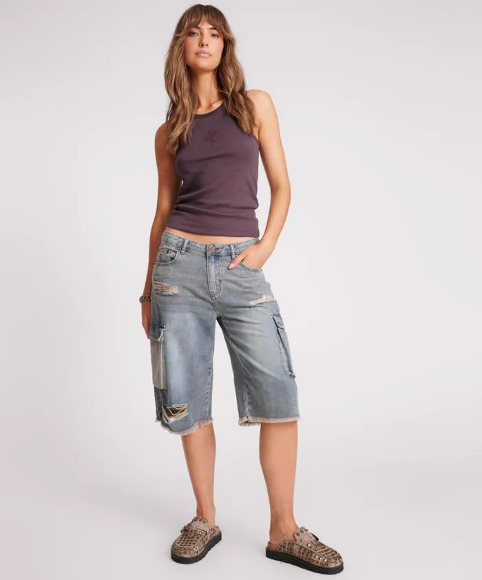 Women PLUM ONE TEASPOON FINE RIB SINGLET One Teaspoon Tees and Tanks