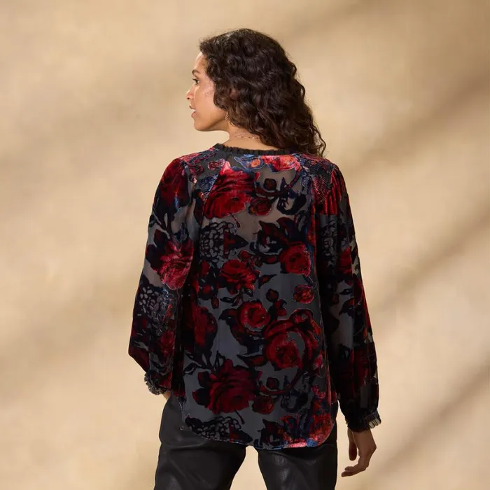 Women Primula Velvet Shirt Onyx Sundance Catalog Tops