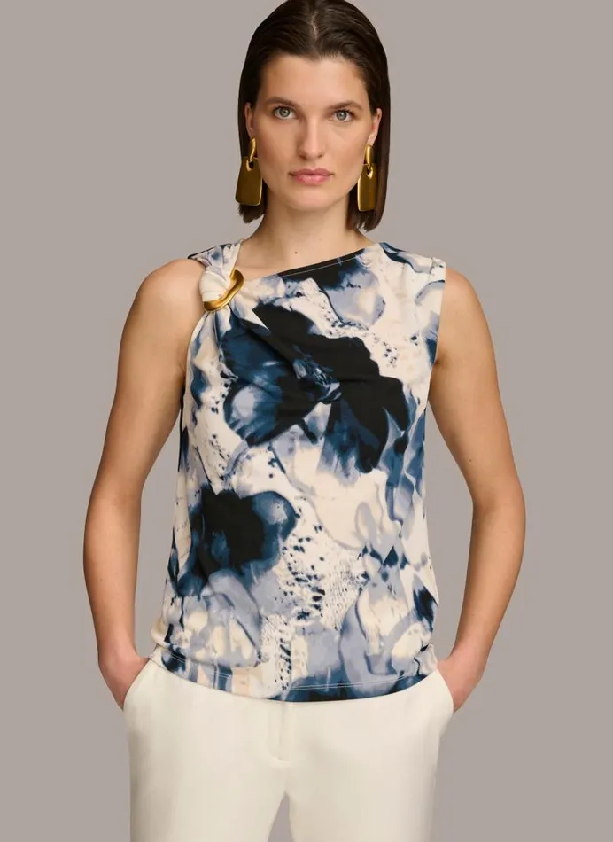 Women PRINTED HARDWARE SHOULDER TOP Tidecream Donna Karan New York Sweaters And Tops Women PRINTED HARDWARE SHOULDER TOP Tidecream Donna Karan New York Sweaters And Tops