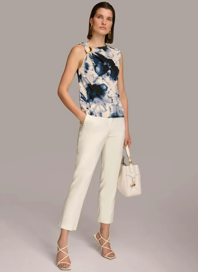 Women PRINTED HARDWARE SHOULDER TOP Tidecream Donna Karan New York Sweaters And Tops Women PRINTED HARDWARE SHOULDER TOP Tidecream Donna Karan New York Sweaters And Tops