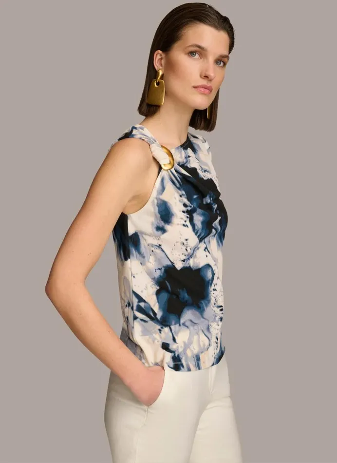 Women PRINTED HARDWARE SHOULDER TOP Tidecream Donna Karan New York Sweaters And Tops Women PRINTED HARDWARE SHOULDER TOP Tidecream Donna Karan New York Sweaters And Tops