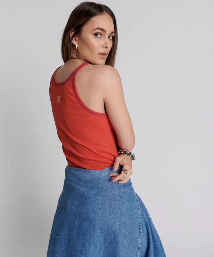 Women RED ONE TEASPOON LOGO SINGLET One Teaspoon Tees and Tanks Women RED ONE TEASPOON LOGO SINGLET One Teaspoon Tees and Tanks