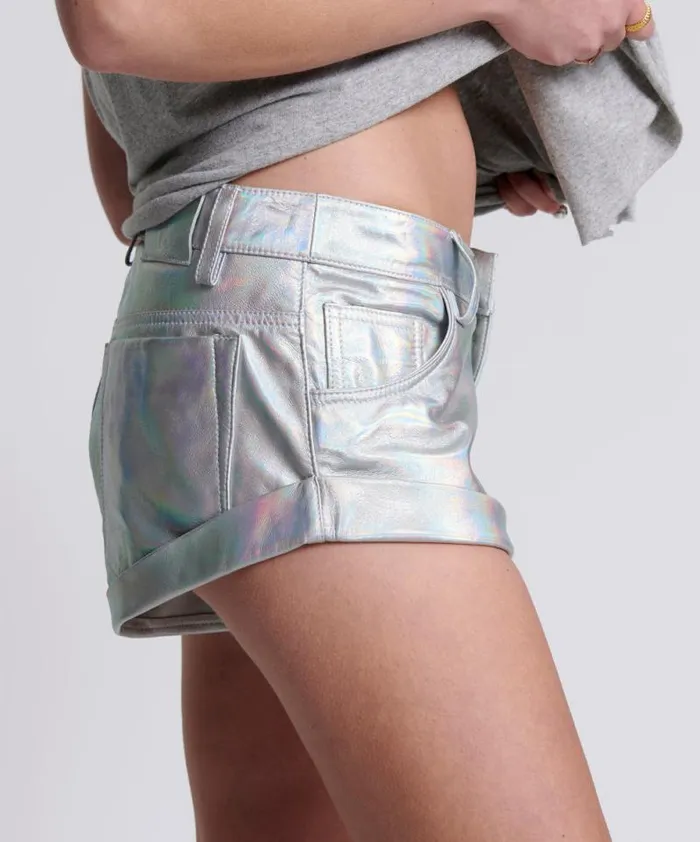 Women REVENGE METALLIC LEATHER BANDIT SHORTS One Teaspoon Bottoms Women REVENGE METALLIC LEATHER BANDIT SHORTS One Teaspoon Bottoms