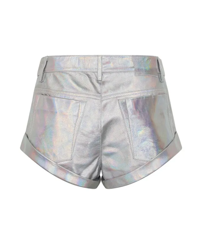 Women REVENGE METALLIC LEATHER BANDIT SHORTS One Teaspoon Bottoms Women REVENGE METALLIC LEATHER BANDIT SHORTS One Teaspoon Bottoms