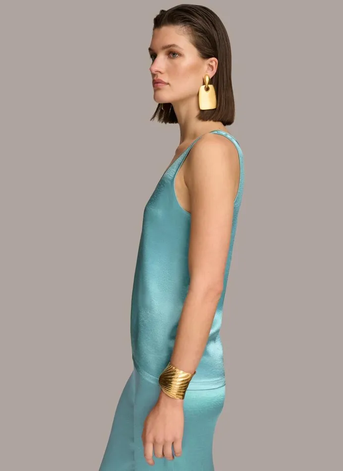 Women ROUND NECK SHINY TANK Lagoon Donna Karan New York Sweaters And Tops Women ROUND NECK SHINY TANK Lagoon Donna Karan New York Sweaters And Tops