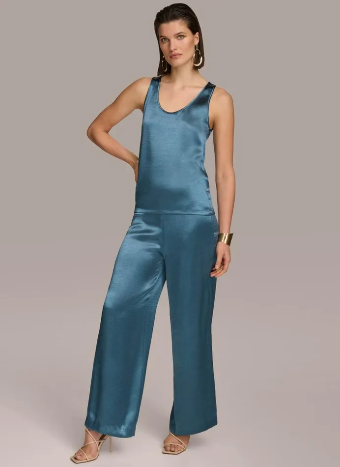 Women ROUND NECK SHINY TANK Tide Navy Donna Karan New York Sweaters And Tops Women ROUND NECK SHINY TANK Tide Navy Donna Karan New York Sweaters And Tops