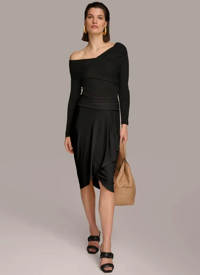 Women RUCHED SKIRT Black Donna Karan New York Skirts Women RUCHED SKIRT Black Donna Karan New York Skirts