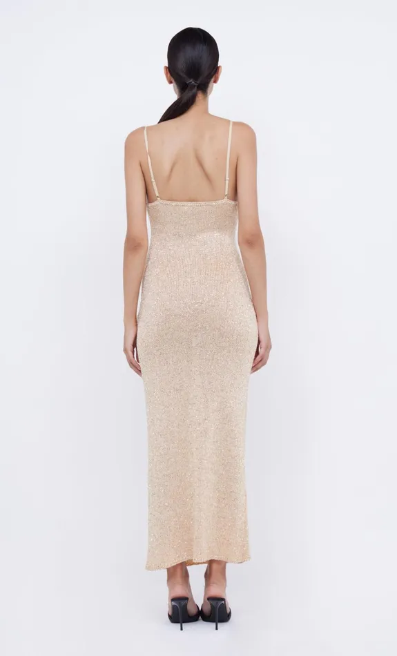 Women SADIE SEQUIN KNIT SLIP DRESS 8211 GOLD Bec Bridge Wedding Guest