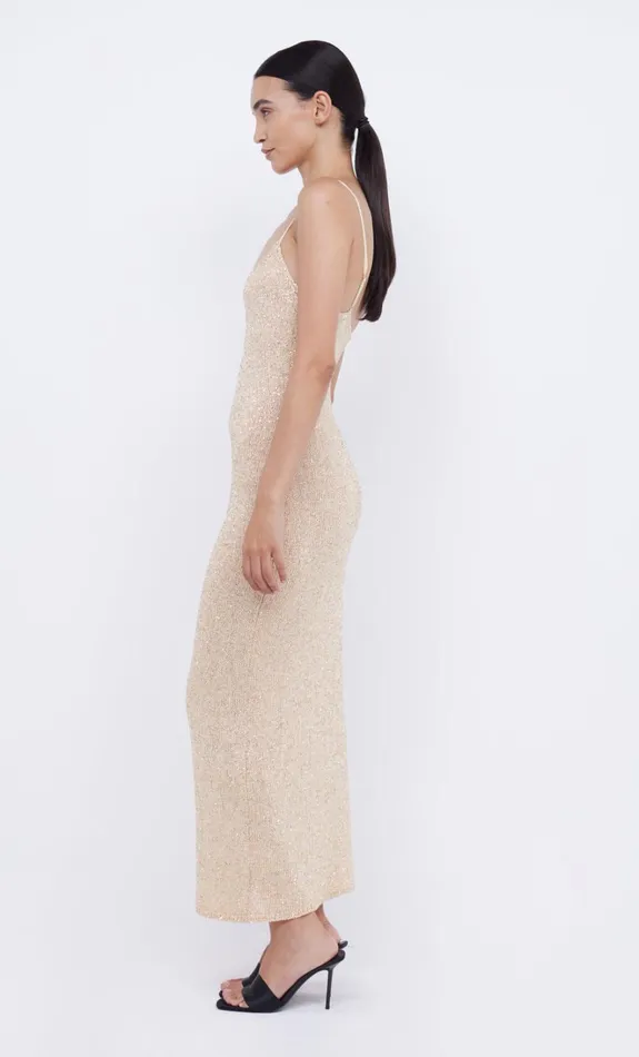 Women SADIE SEQUIN KNIT SLIP DRESS 8211 GOLD Bec Bridge Wedding Guest