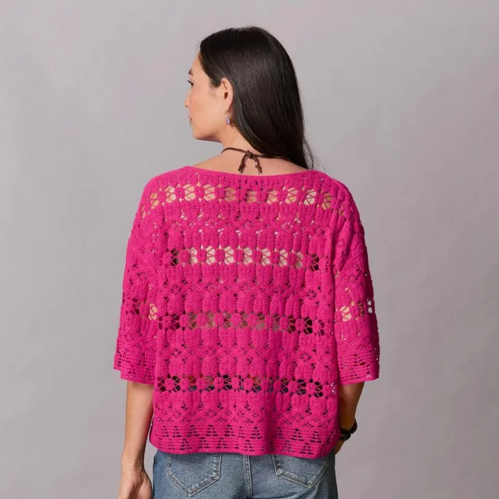 Women Samara Crochet Tee Hot Pink Sundance Catalog Sweaters Women Samara Crochet Tee Hot Pink Sundance Catalog Sweaters