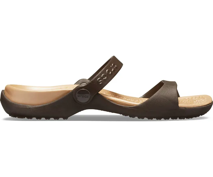 Women Sandals Crocs Cleo Sandal Espresso Gold