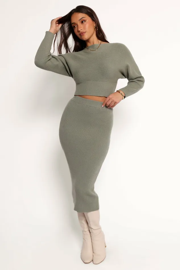 Women Serena Knitted Set Olive Matching Sets Petal and Pup