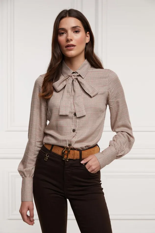 Women Shirts and Blouses Holland Cooper Heritage Shirt Oatmeal Check Women Shirts and Blouses Holland Cooper Heritage Shirt Oatmeal Check