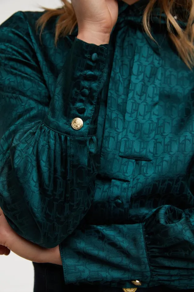 Women Shirts and Blouses Holland Cooper Penny Jacquard Shirt Emerald Women Shirts and Blouses Holland Cooper Penny Jacquard Shirt Emerald
