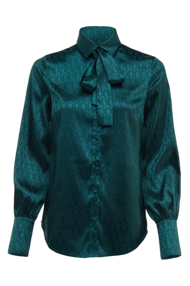 Women Shirts and Blouses Holland Cooper Penny Jacquard Shirt Emerald Women Shirts and Blouses Holland Cooper Penny Jacquard Shirt Emerald