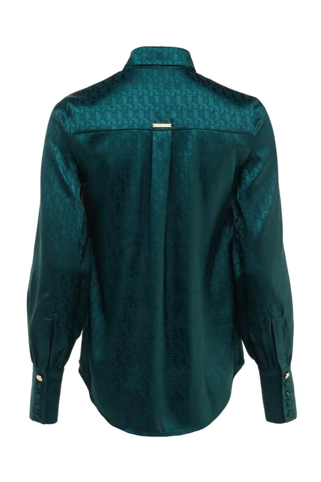 Women Shirts and Blouses Holland Cooper Penny Jacquard Shirt Emerald Women Shirts and Blouses Holland Cooper Penny Jacquard Shirt Emerald