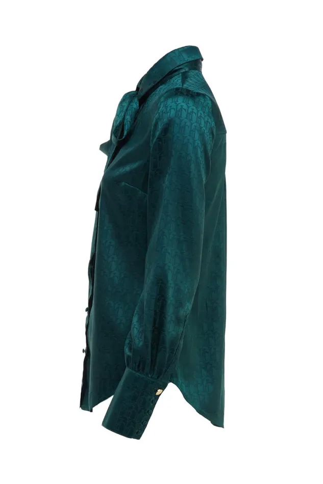Women Shirts and Blouses Holland Cooper Penny Jacquard Shirt Emerald Women Shirts and Blouses Holland Cooper Penny Jacquard Shirt Emerald