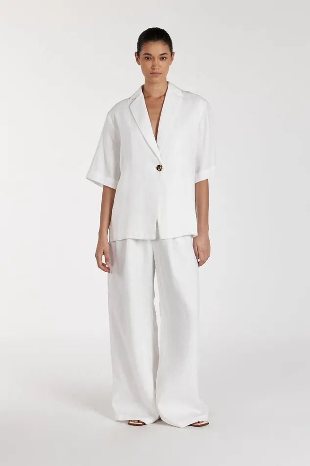 Women Shirts DISSH NALA WHITE LINEN RESORT SHIRT