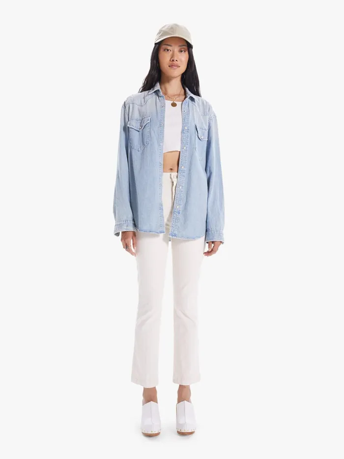 Women Shirts Mother Denim The Western Overshirt Medium Blue