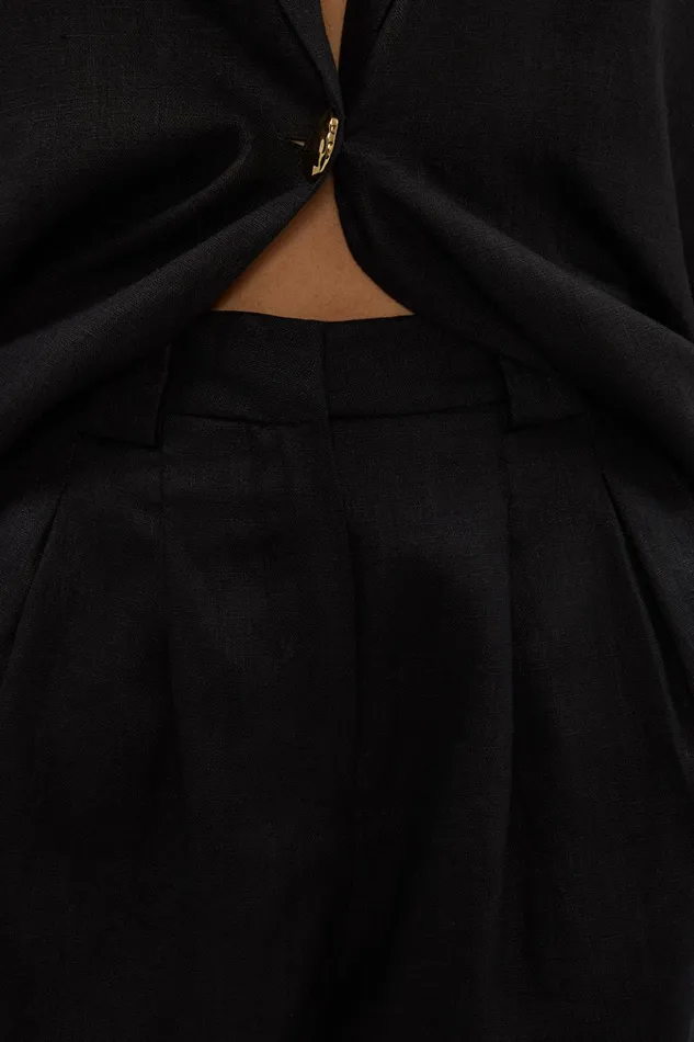 Women Shorts DISSH ALONDRA BLACK LINEN SHORT