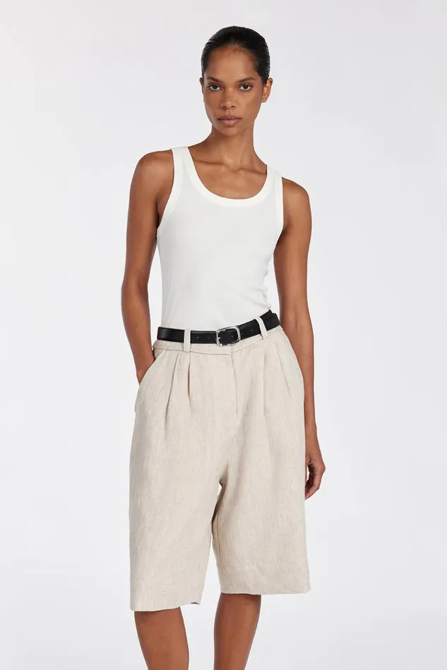 Women Shorts DISSH KAYLA NATURAL LINEN BERMUDA SHORT