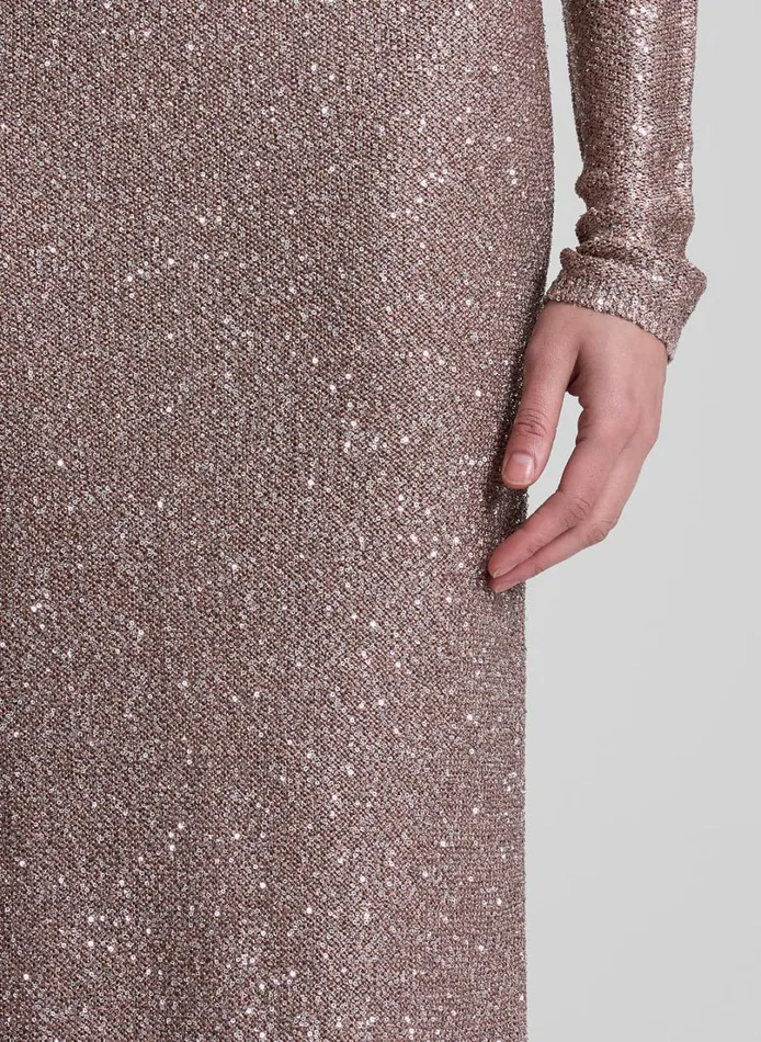 Women Skirts ALC Dana Metallic Knit Midi Skirt Mauvesilver