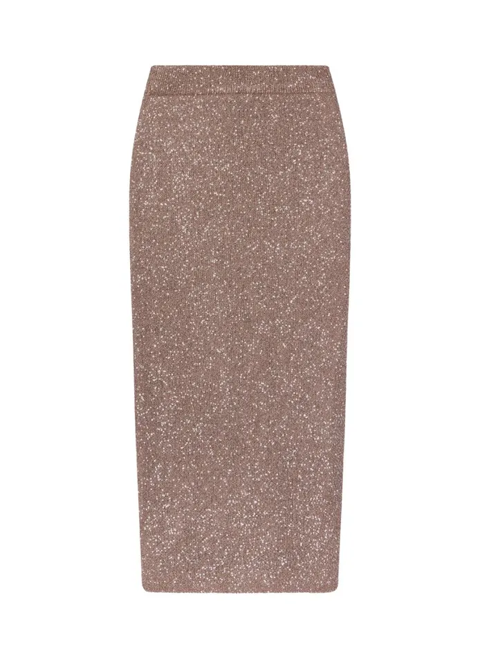 Women Skirts ALC Dana Metallic Knit Midi Skirt Mauvesilver