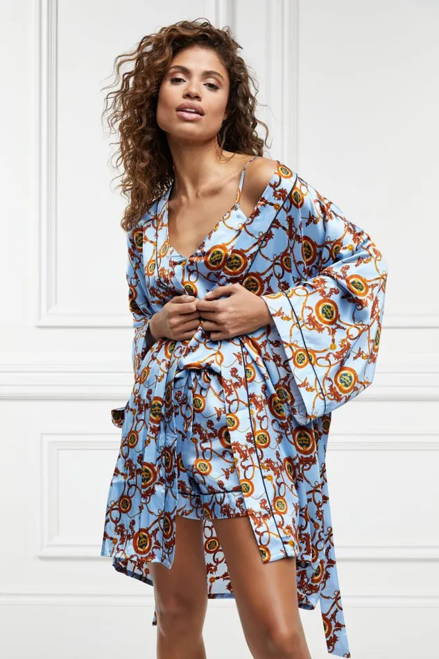 Women Sleepwear Holland Cooper Silk Dressing Gown Sky Blue