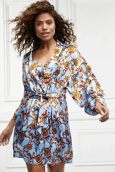 Women Sleepwear Holland Cooper Silk Dressing Gown Sky Blue