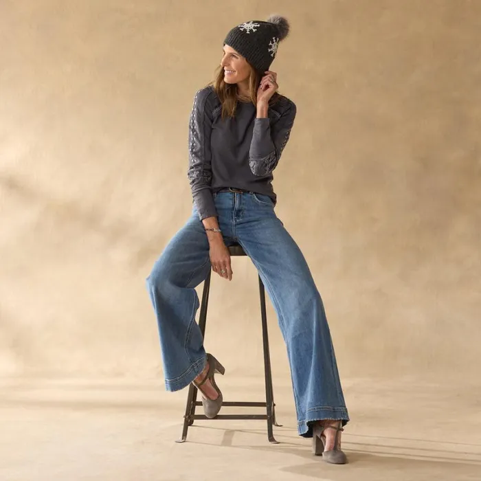 Women Snowflurries Thermal Charcoal Sundance Catalog Tops Women Snowflurries Thermal Charcoal Sundance Catalog Tops