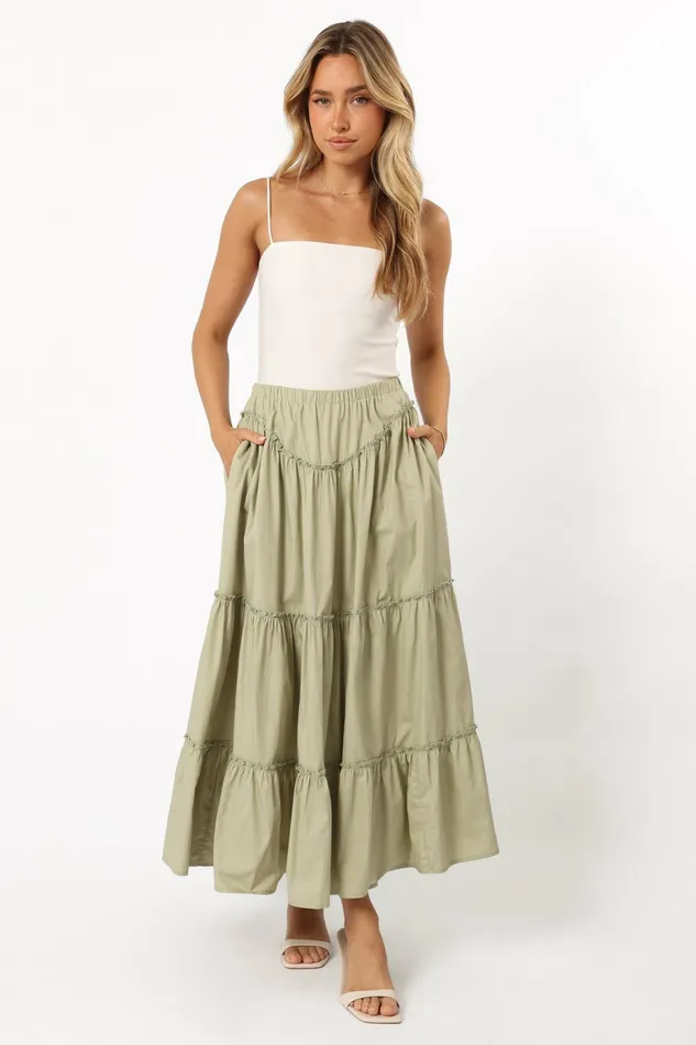 Women Somerset Midi Skirt Pistachio Skirts Petal and Pup