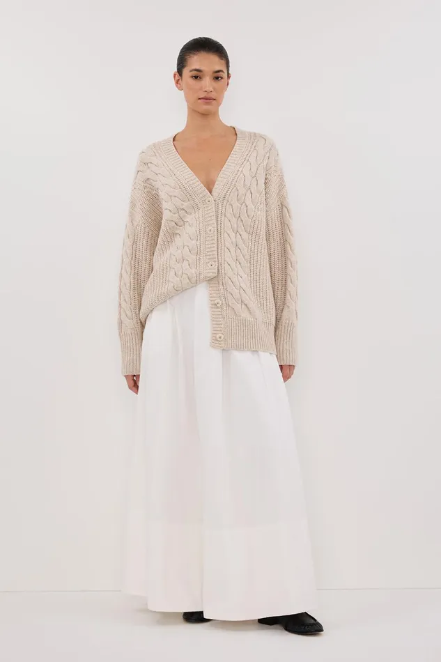 Women Sweaters DISSH MARA CHALK CABLE KNIT CARDIGAN