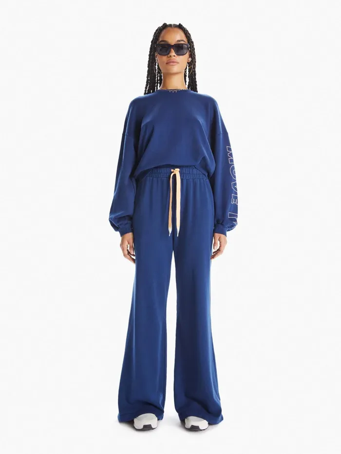 Women Sweatpants Mother Denim The Knock Out Roller Hover Dark Blue