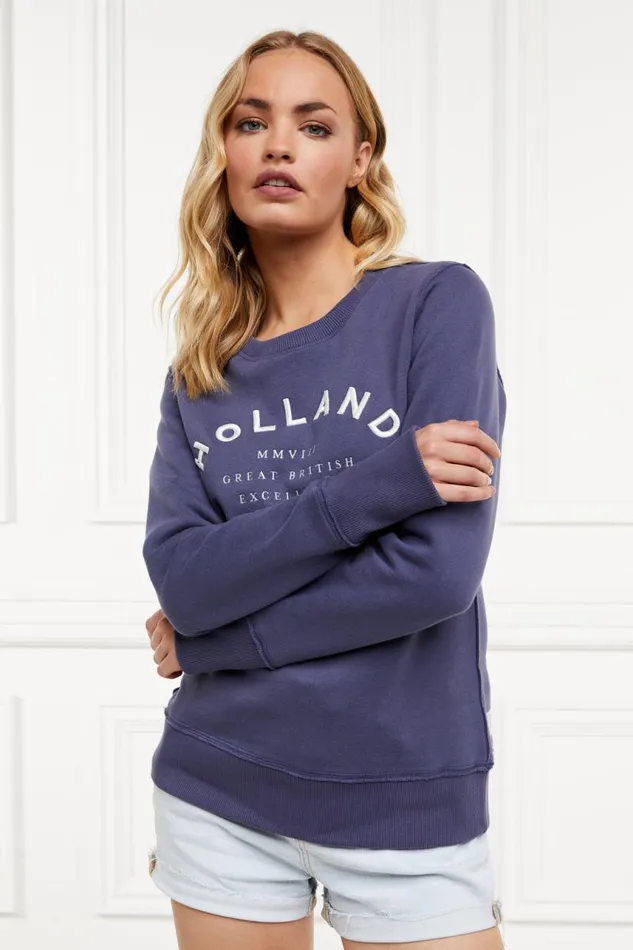 Women Sweatshirts Holland Cooper Varsity Crew Yale Blue
