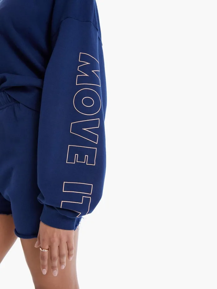 Women Sweatshirts Mother Denim The Loosen Up Crop Dark Blue