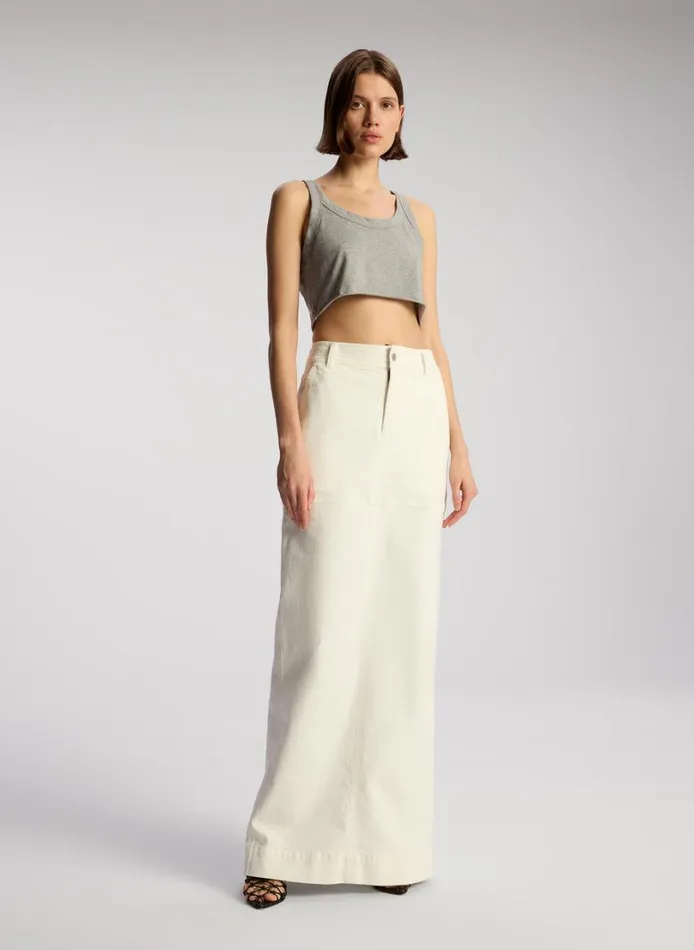 Women Tees and Tanks ALC Halsey Cropped Cotton Rib Tank Grey Melange
