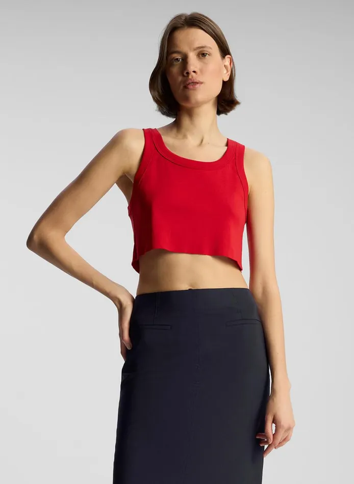 Women Tees and Tanks ALC Halsey Cropped Cotton Rib Tank Rouge