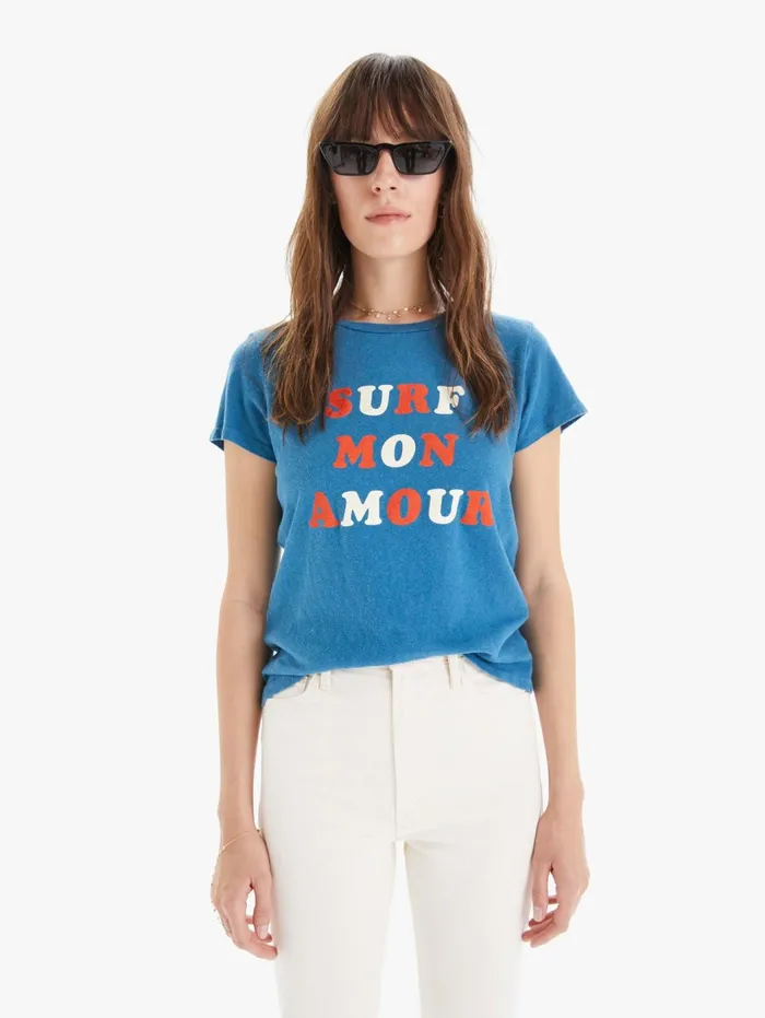 Women Tees Mother Denim The Lil Sinful Aqua