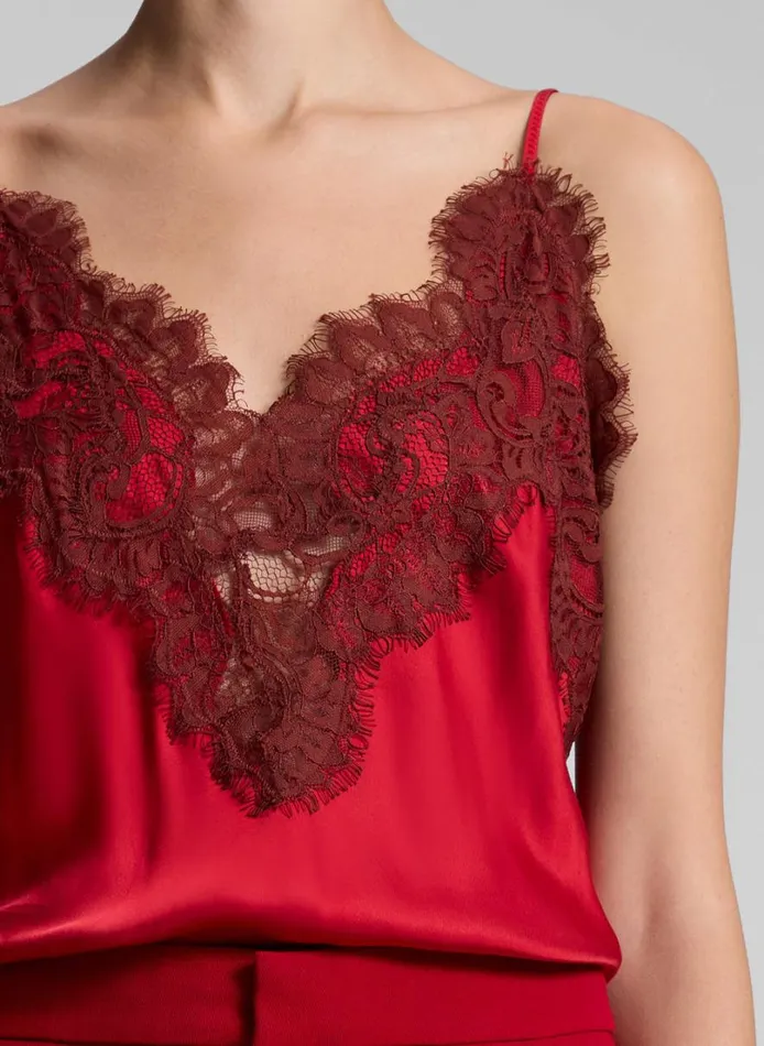 Women Tops ALC Lennon Satin And Lace Camisole Top Really Redbosco