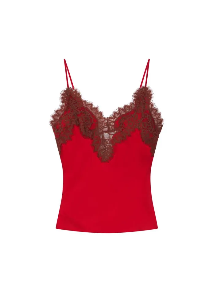 Women Tops ALC Lennon Satin And Lace Camisole Top Really Redbosco