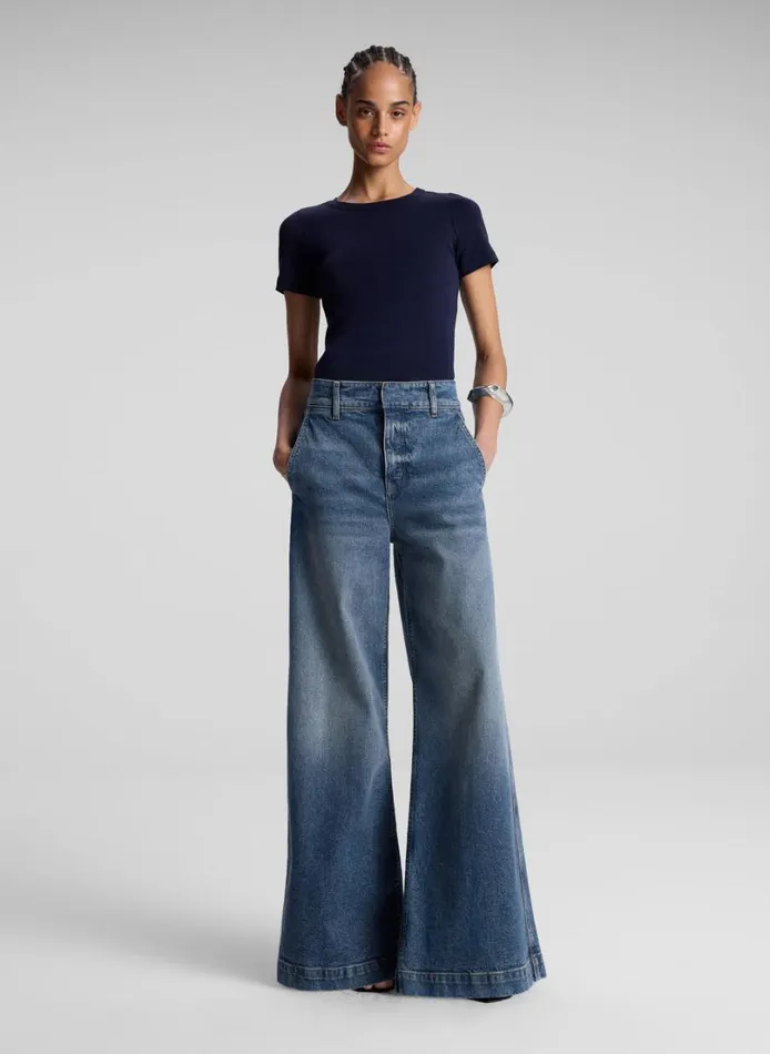 Women Tops ALC Paloma Cotton Rib Baby Tee Maritime Navy
