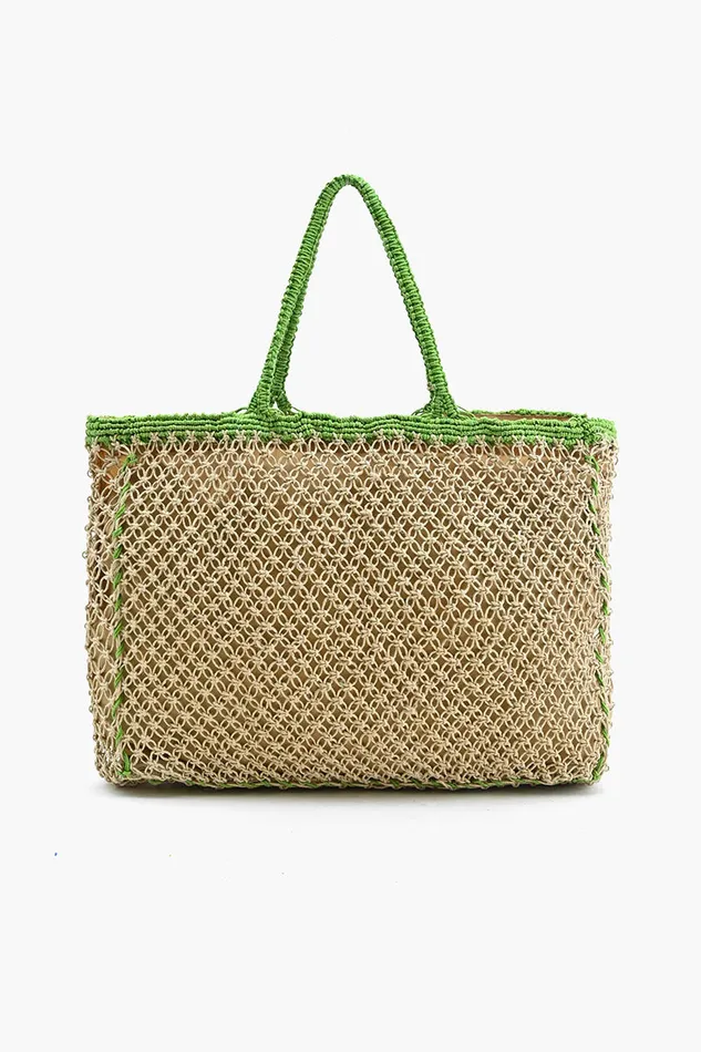 Women Totes America and Beyond Poolside039 Jute Macrame Tote in Beige and Green