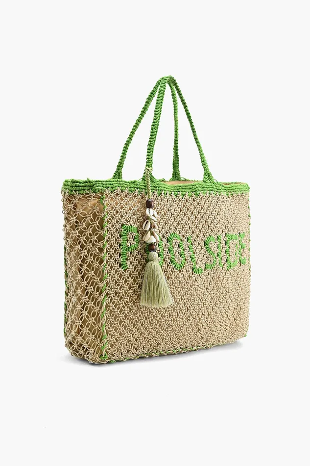 Women Totes America and Beyond Poolside039 Jute Macrame Tote in Beige and Green