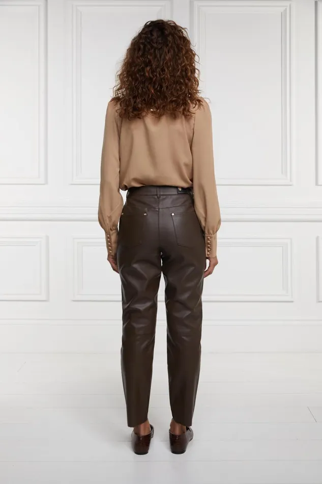 Women Trousers Holland Cooper Dunwick Faux Leather Pant Tobacco