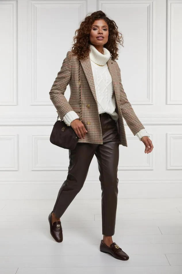 Women Trousers Holland Cooper Dunwick Faux Leather Pant Tobacco