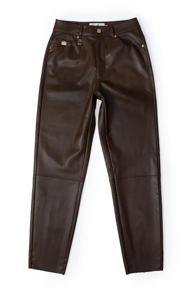 Women Trousers Holland Cooper Dunwick Faux Leather Pant Tobacco