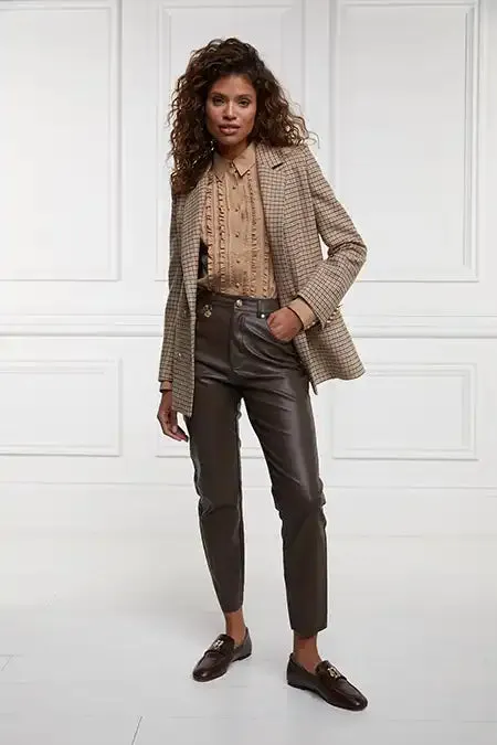 Women Trousers Holland Cooper Dunwick Faux Leather Pant Tobacco