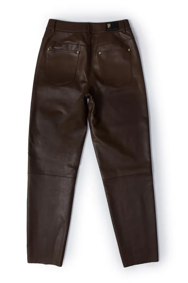 Women Trousers Holland Cooper Dunwick Faux Leather Pant Tobacco
