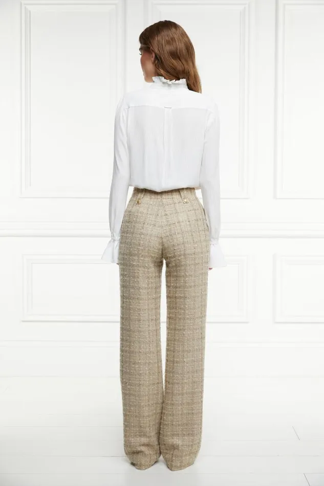 Women Trousers Holland Cooper High Waisted Straight Trouser Camel Sparkle Tweed Women Trousers Holland Cooper High Waisted Straight Trouser Camel Sparkle Tweed