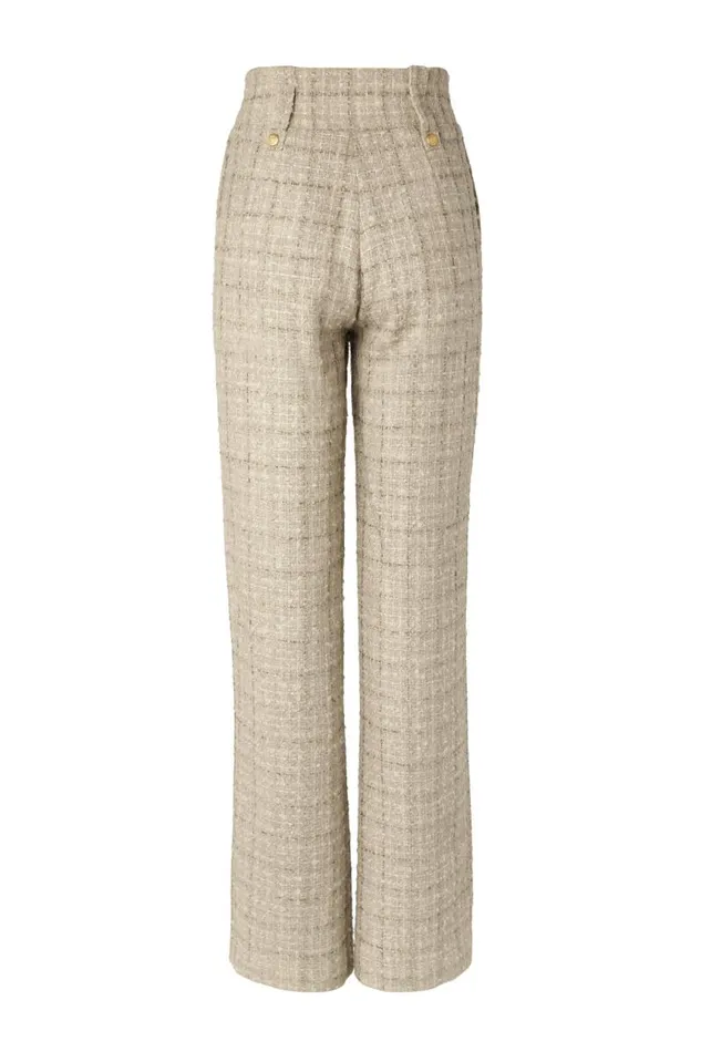 Women Trousers Holland Cooper High Waisted Straight Trouser Camel Sparkle Tweed Women Trousers Holland Cooper High Waisted Straight Trouser Camel Sparkle Tweed